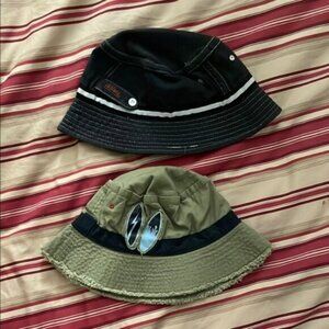 100% Cotton Kids Bucket Hat Set - Black and Olive